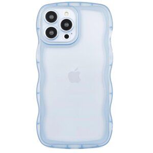 iPhone 13 Pro Max Kawaii Wave Frame Phone Cover - Clear/Blue
